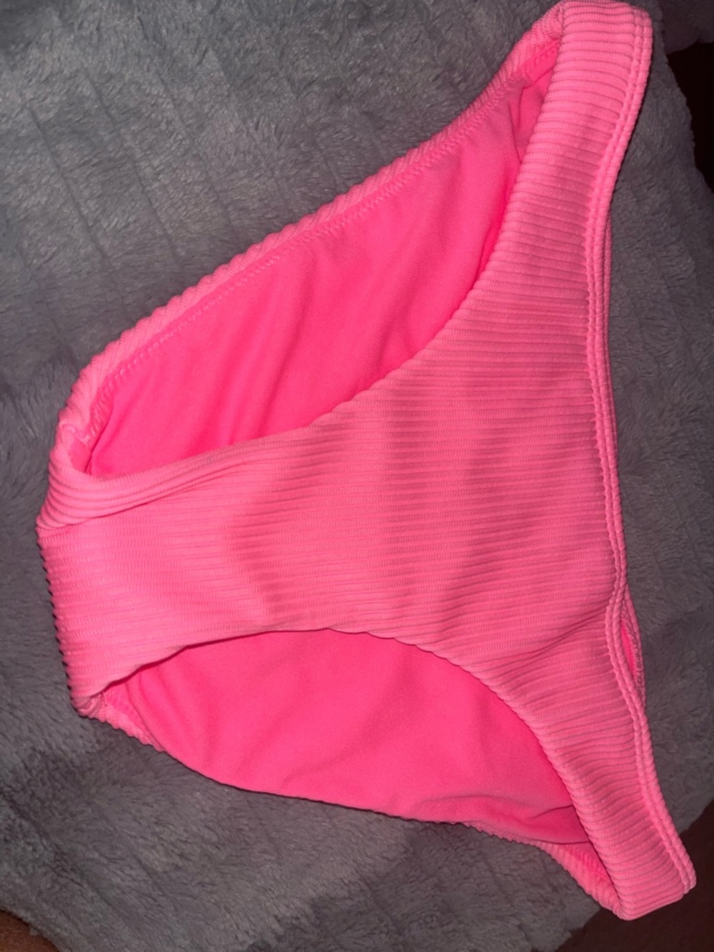 Hollister Neon Pink Ribbed One-Shoulder Bikini Bottom